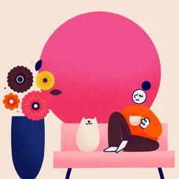 Pink and Blue Pastel Color Symbolic Art Instagram Post Background Illustration Collection