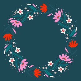 Blue, Pink and red Minimalistic Floral Frame Instagram Post Artists Collection: Adobe Spark Stylemakers