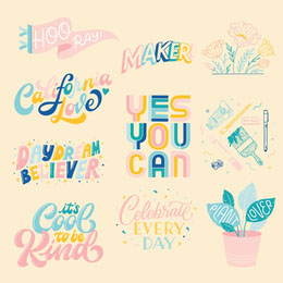 Pink and Colorful Catchphrase Stickers Instagram Post Illustration and Sticker Collection 