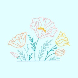 Blue and Light Toned Flower Drawing Instagram Post Artists Collection: Adobe Spark Stylemakers
