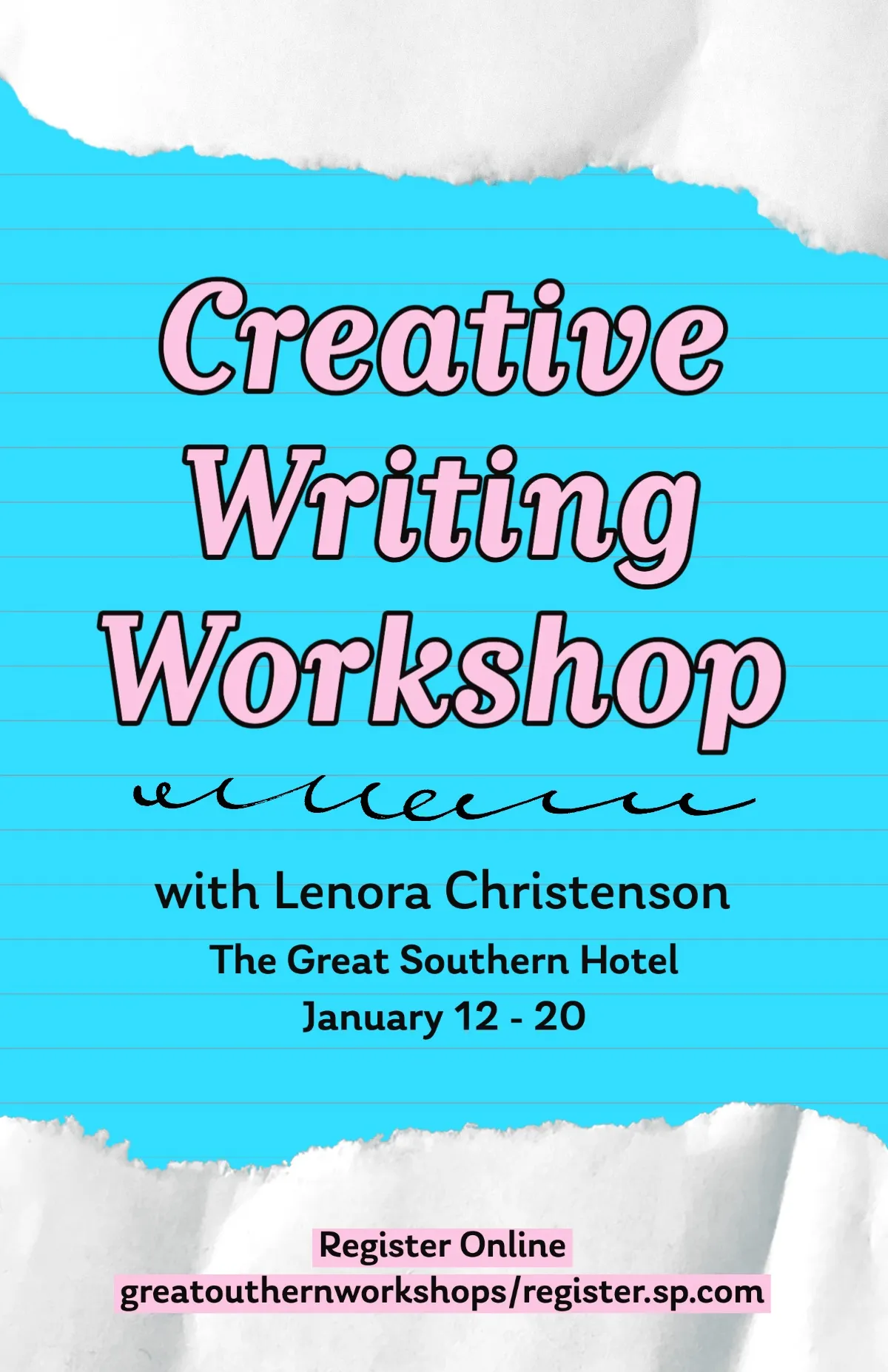 Blue & White Creative Writing Workshop Poster
