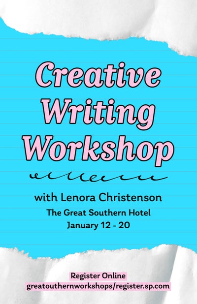 Blue & White Creative Writing Workshop Poster