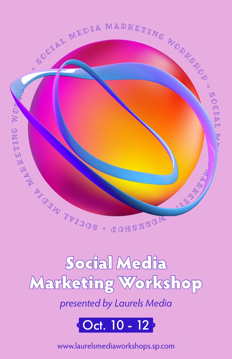 Pink 3D Social Media Marketing Workshop Poster