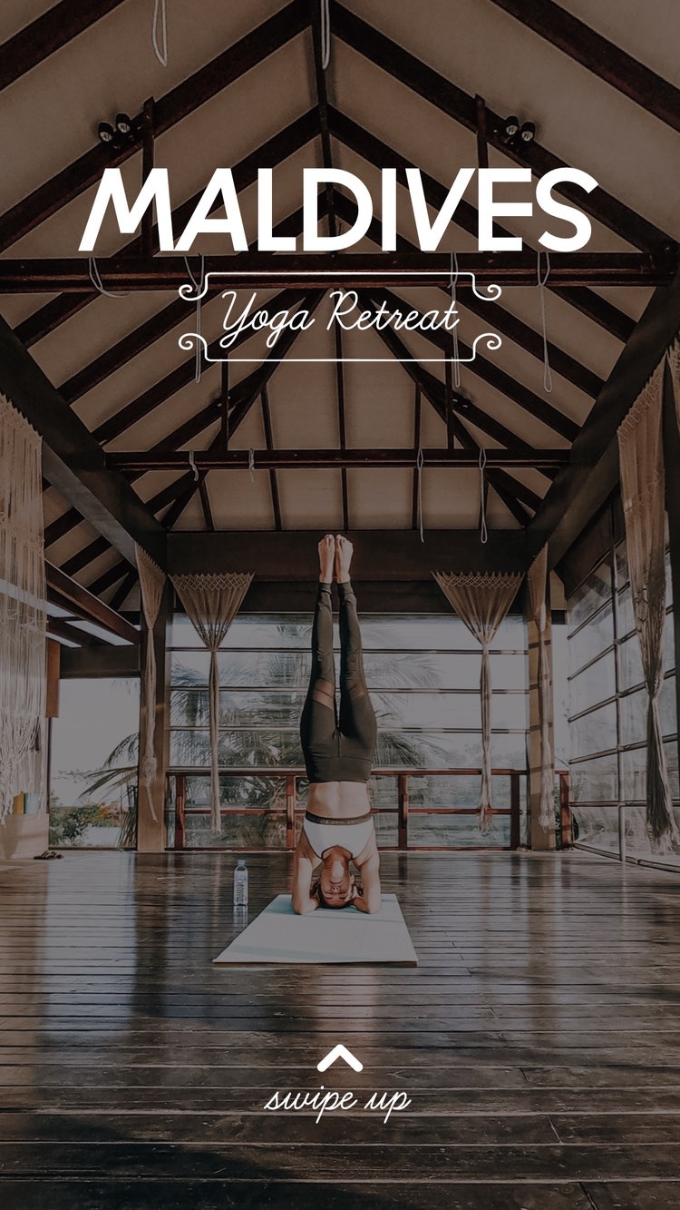 brown and white maldives yoga retreat instagram story