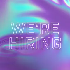 Purple and Blue Holographic We’re Hiring Instagram Square