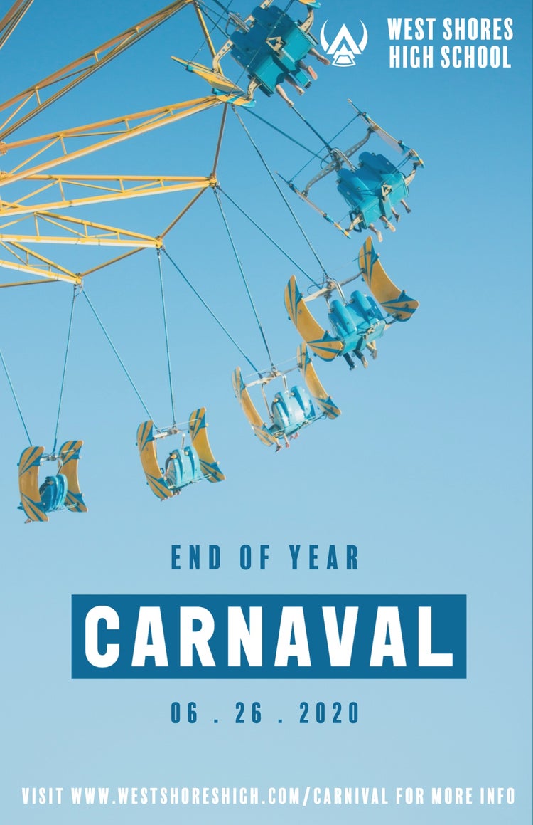 Blue and White School Carnival Poster