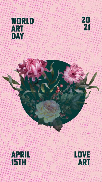 Pink and Black World Art Day Instagram Story