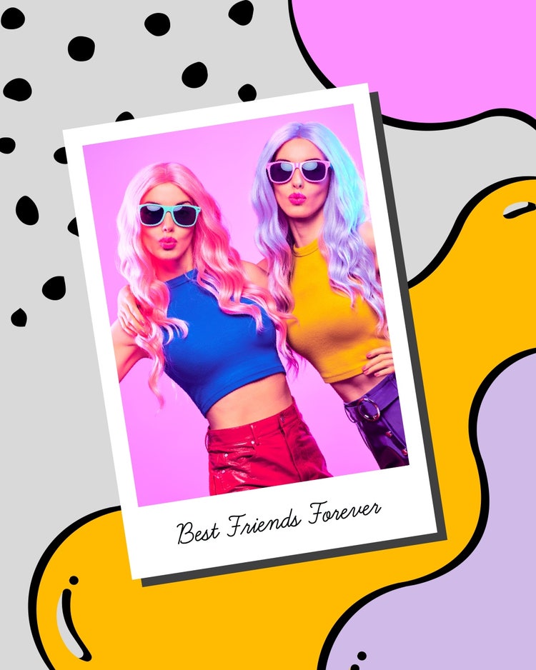 pink and yellow best friend forever instagram