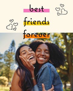 yellow pink orange hearts best friends forever instagram portrait