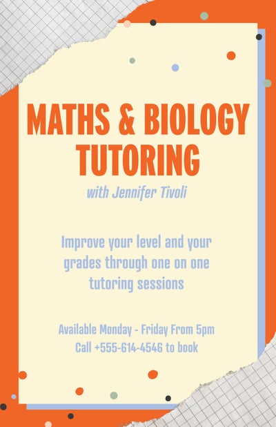 Orange & Blue Tutoring Poster