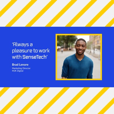 Yellow Blue White Tech Customer Testimonial Instagram Square