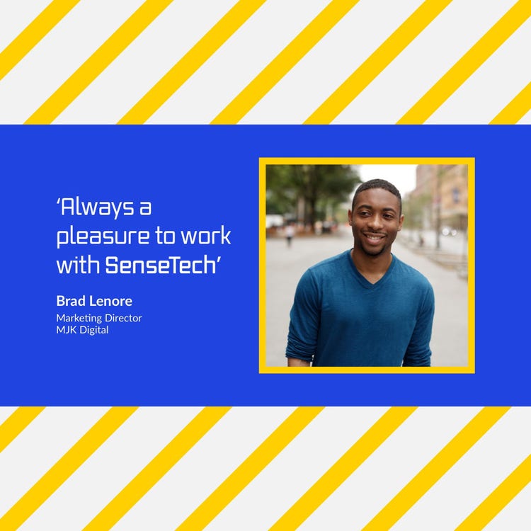 Yellow Blue White Tech Customer Testimonial Instagram Square