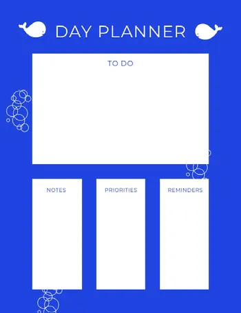 White and Blue Empty Daily Planner Card COVID-19