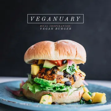 Grey With Burger Photo Vegan Meals Instagram Square COVID-19