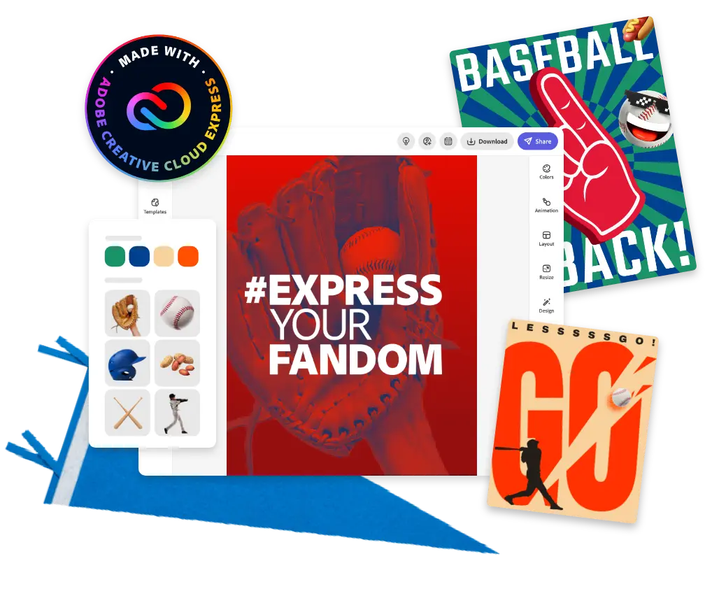 Celebrate the start of Baseball by making a poster for your favorite team. Adobe and Major League Baseball™ have partnered up to help you #ExpressYourFandom.