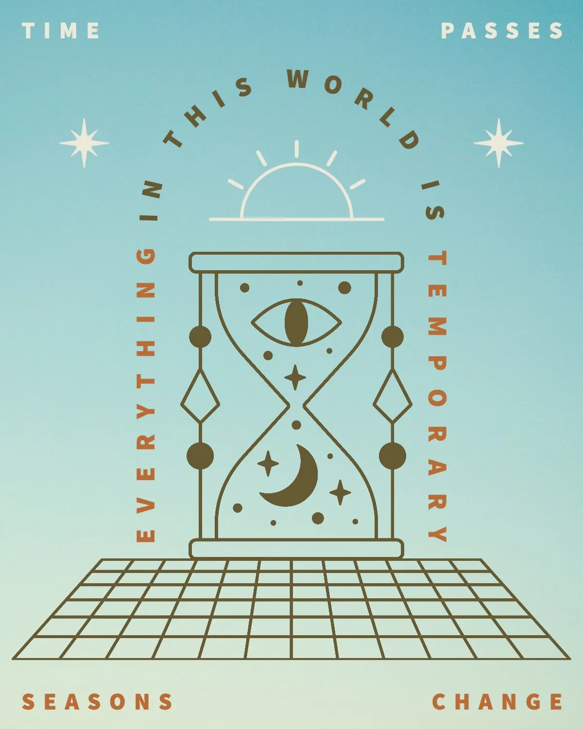Blue and Green Psychedelic Hourglass Illustrated Quote 