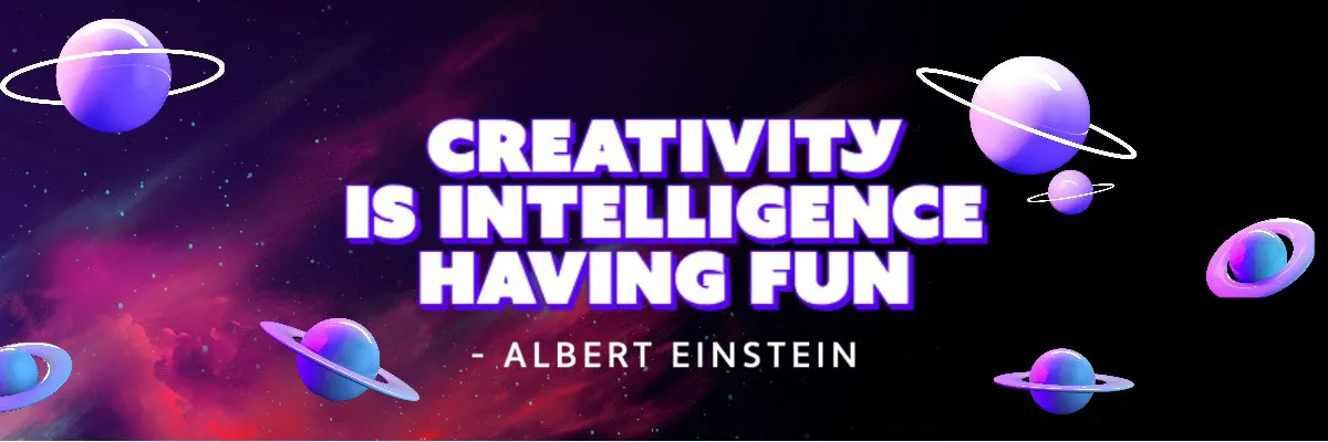 Black pink blue creativity is intelligence - twitter banner