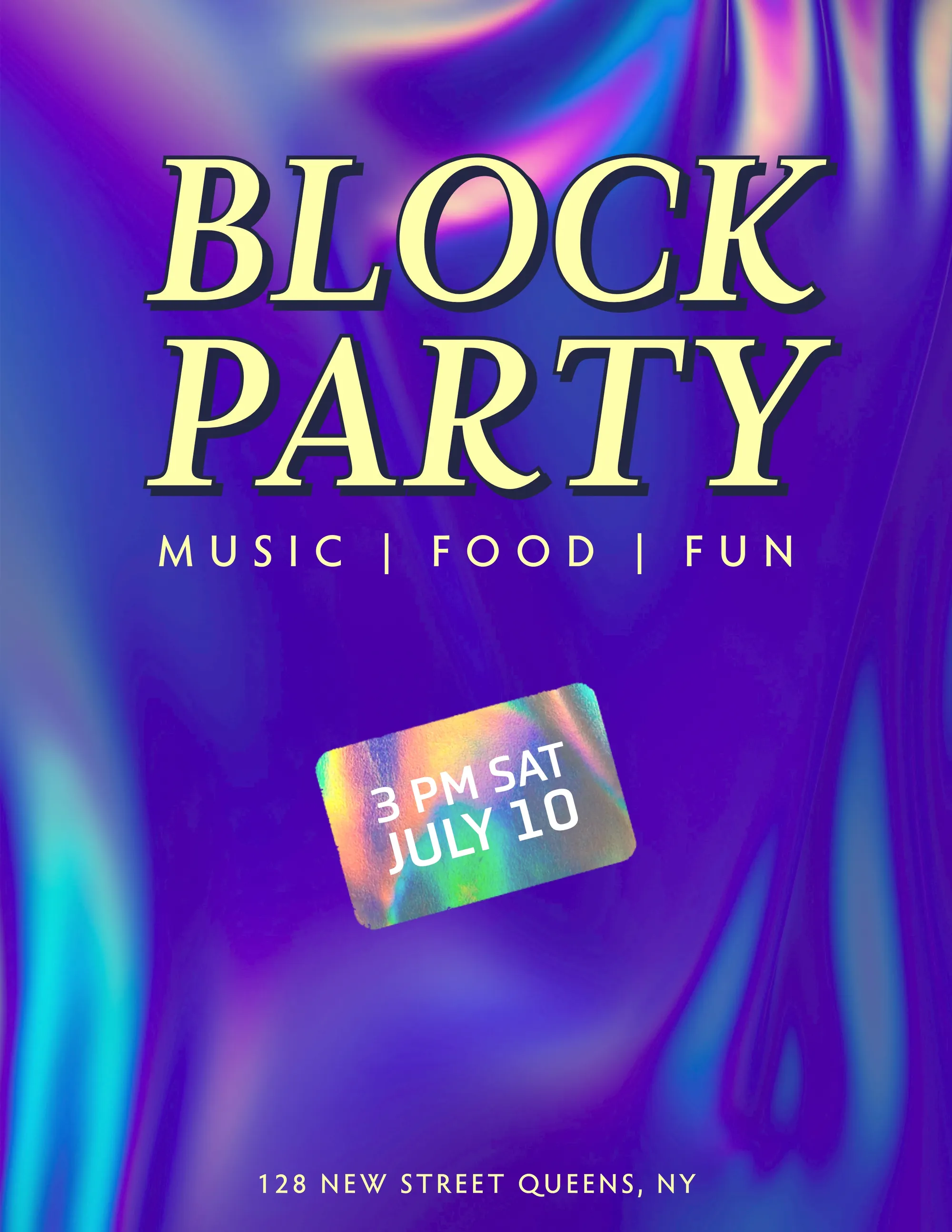 Purple Chromatic Block Party Flyer