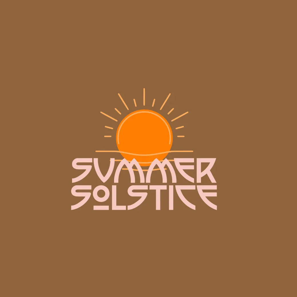 Brown Summer Solstice Instagram Square Graphic with Sun