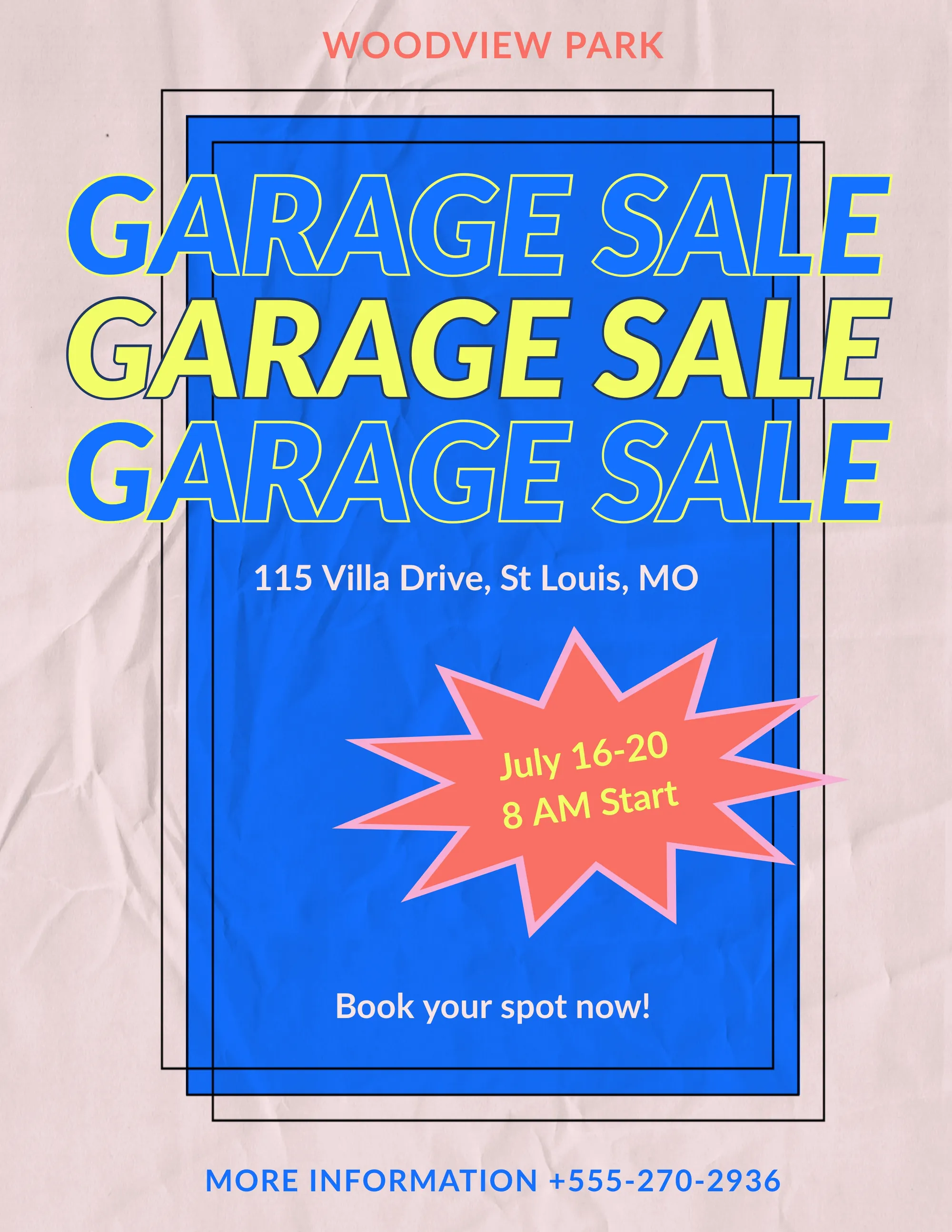 Blue Pink Paper Garage Sale Flyer 