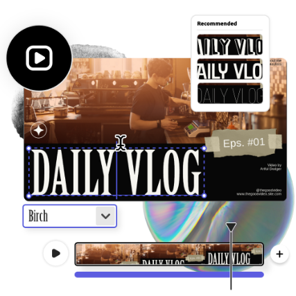 Icons and graphic elements, and vlog video with the text