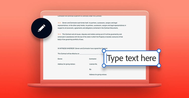 Design of a home improvement contract on a laptop