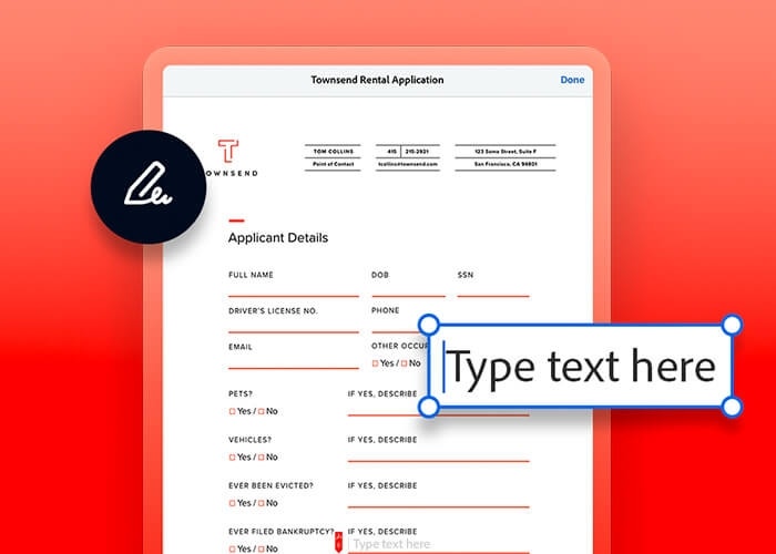 A house rental application on a tablet device