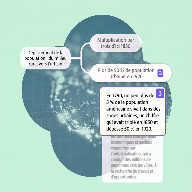 Carte mentale avec un sujet et deux branches sur fond vert d’eau, ainsi qu’une bulle de référence liée à l’une des branches