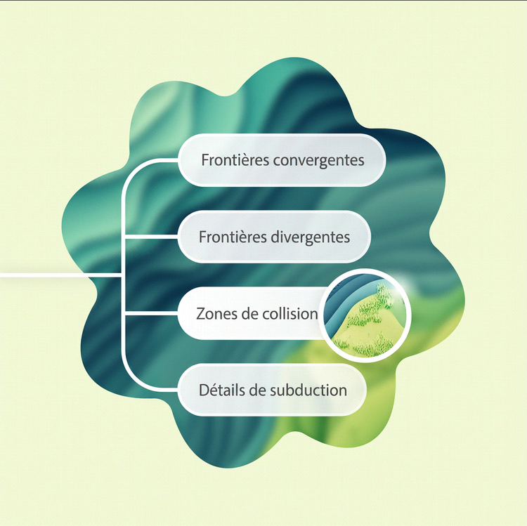 Carte mentale partielle avec quatre branches sur fond vert, dont l’une est mise en avant par un cercle lumineux