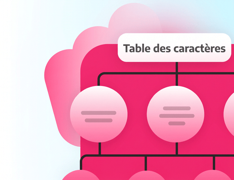 Illustration rose de l’arborescence d’une carte de caractères