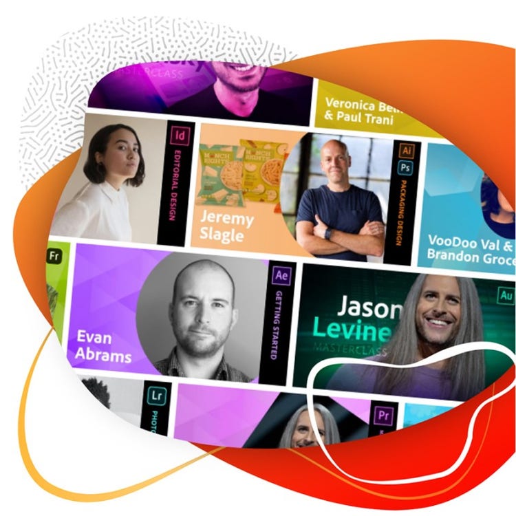 Collage en grille de membres de la communauté Adobe Live (image)