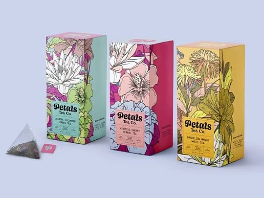 Différents packagings de thés