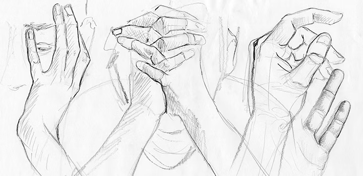 Croquis de mains humaines