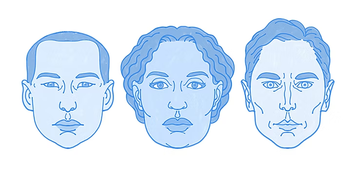 Trois visages dessinés côte à côte