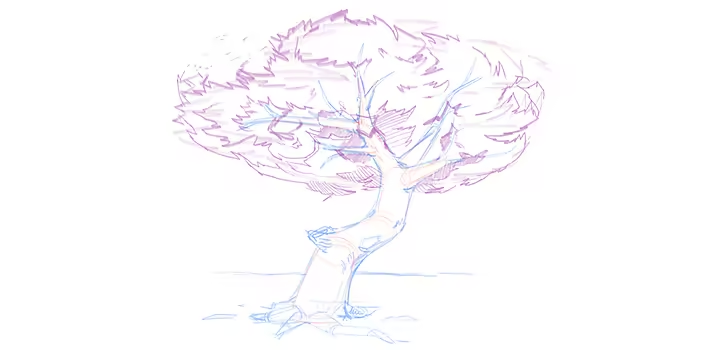 Esquisse de la structure de base d’un arbre avec des feuilles