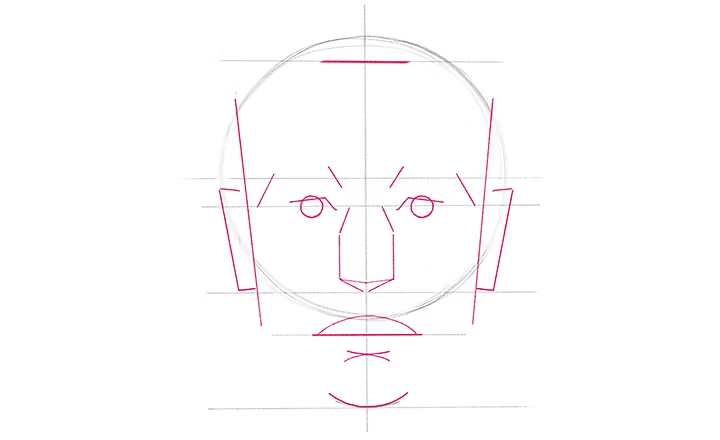 Esquisse d'un visage avec les lignes directrices