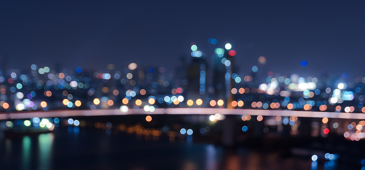 Paysage urbain nocturne avec un effet bokeh