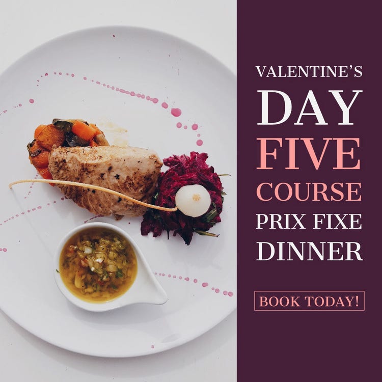Gourmet Meal Photo Elegant Valentines Day Dinner Restaurant Square Instagram Post Ad