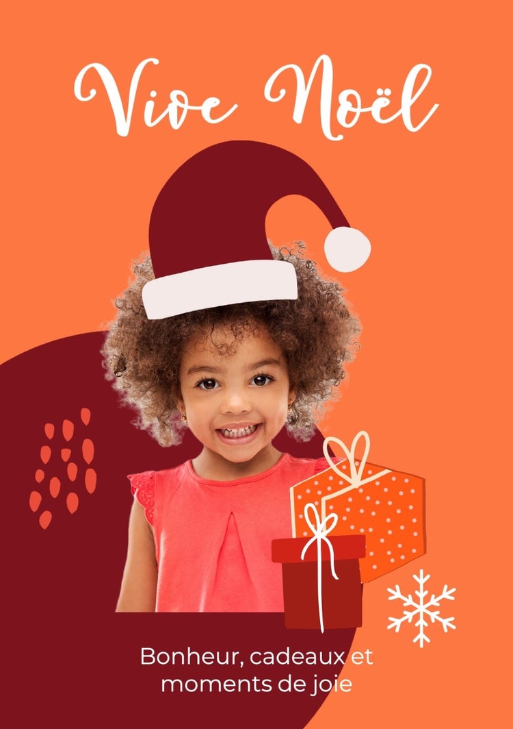 Orange and Red Collage Kids Happy Christmas Card
