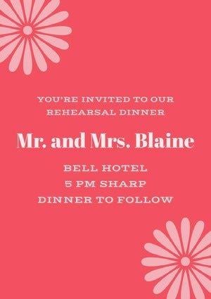 Pink and Red Rehearsal Dinner Invitation Rehearsal Invitation