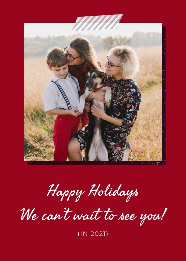 Red Happy Holidays Family Card