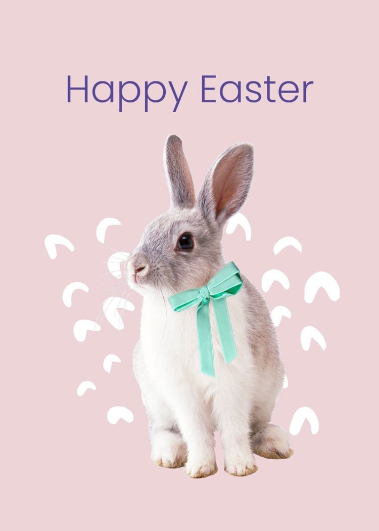 Purple & White Cute Easter Bunny Greeting Card