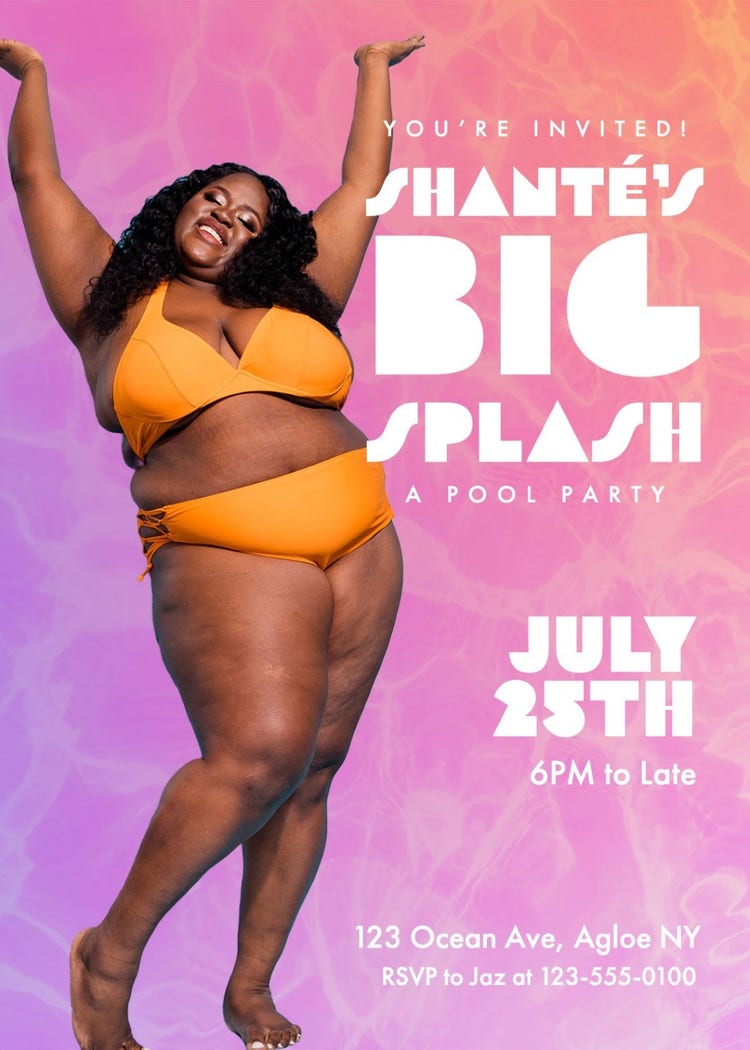 Purple Gradient Pool Party Invitation