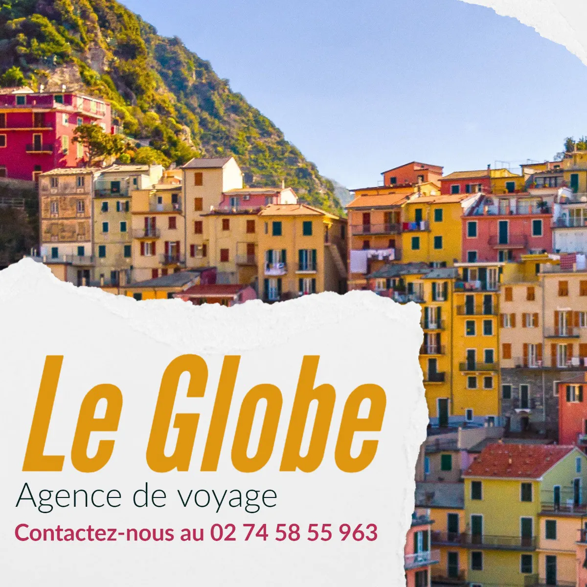 Yellow & Burgundy Travel Agency Facebook Ad