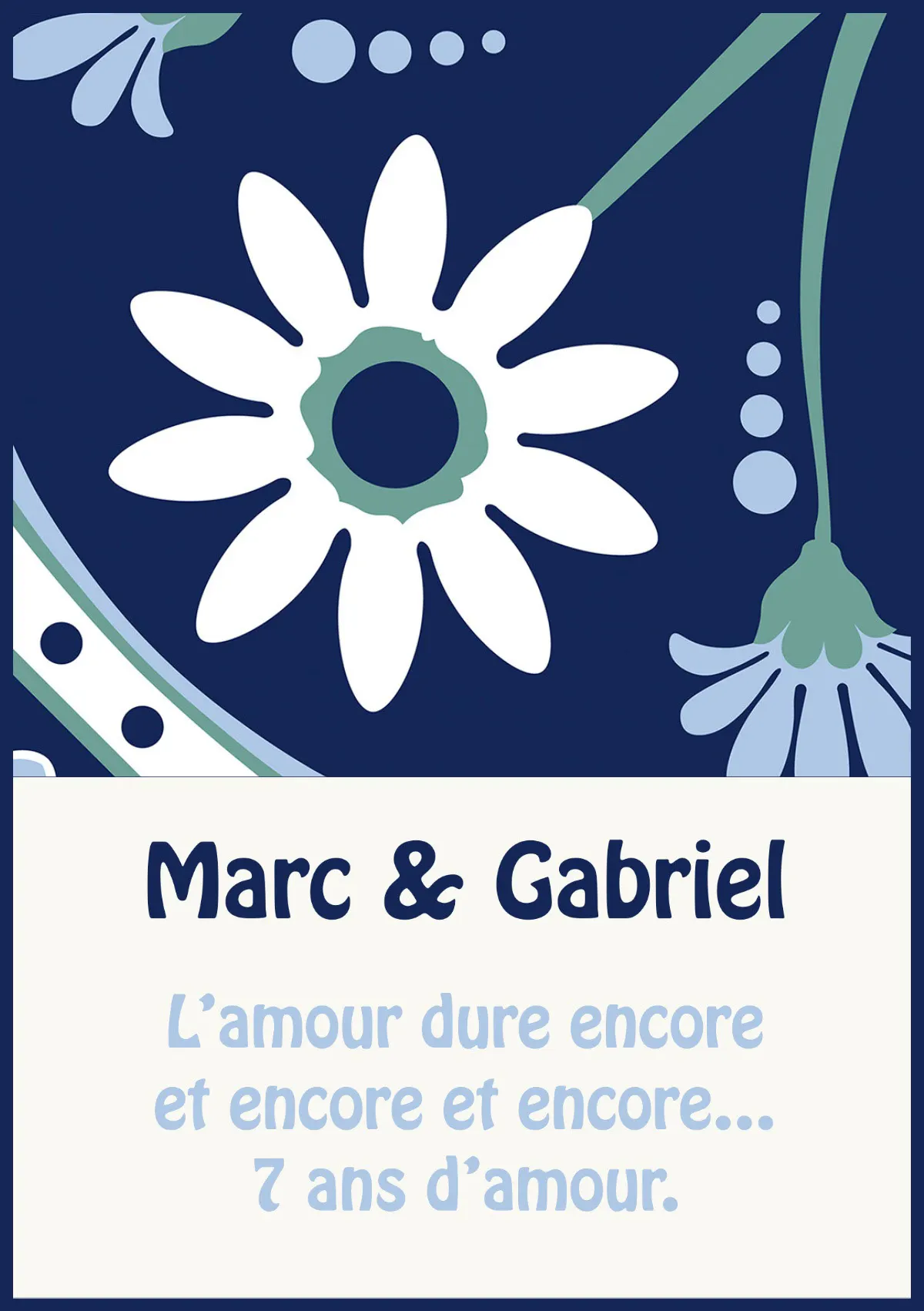 Blue Floral Couple Anniversary Card