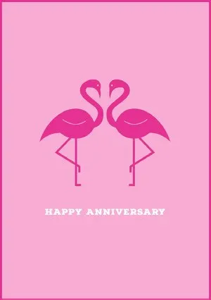 Pink Happy Anniversary Card with Flamingos Anniversary Card