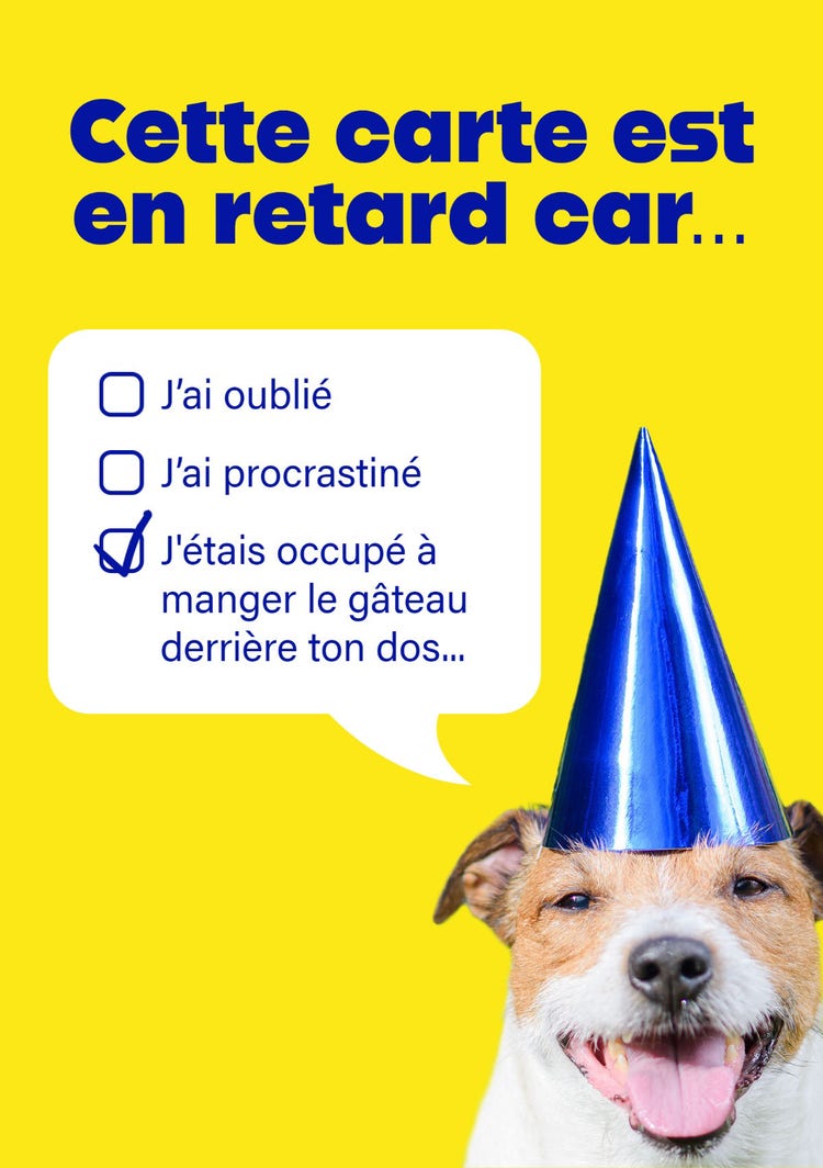 Yellow Blue Funny Dog Birthday Card