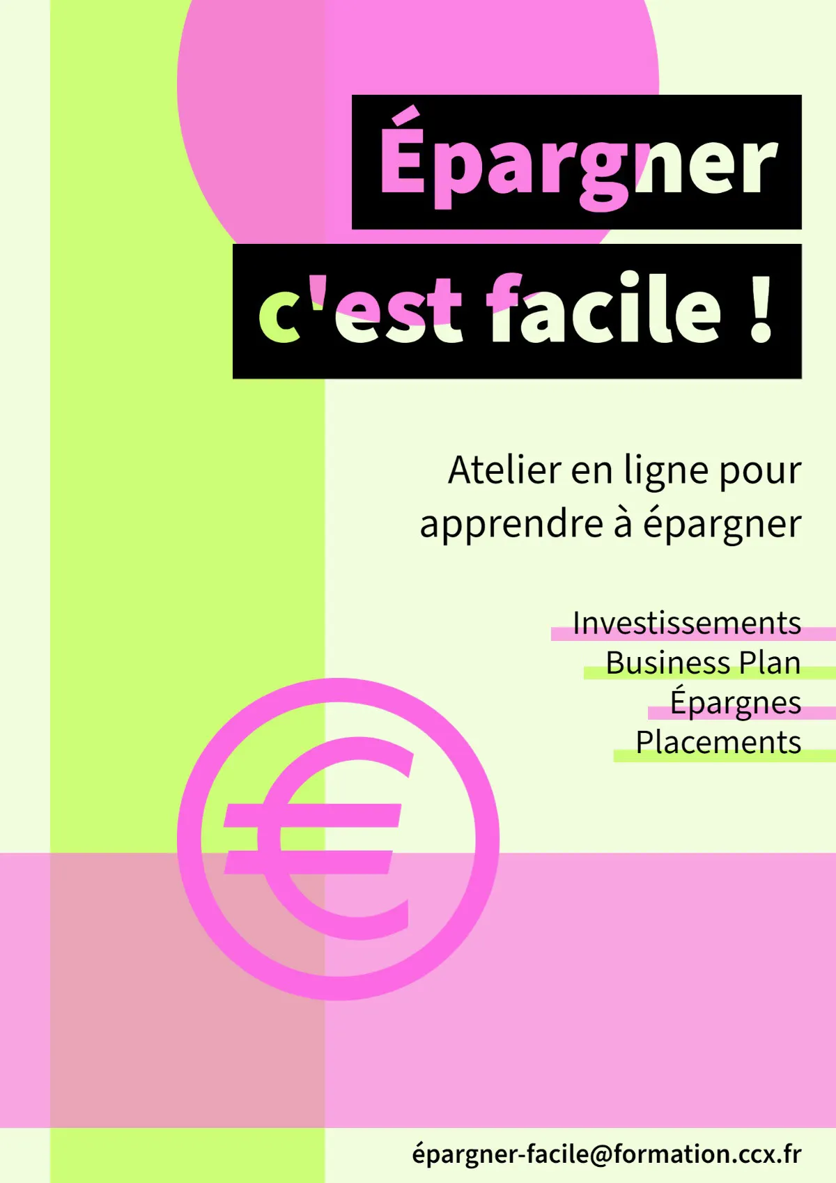 Neon Green Pink Geometrical Finance Online Lessons Flyer