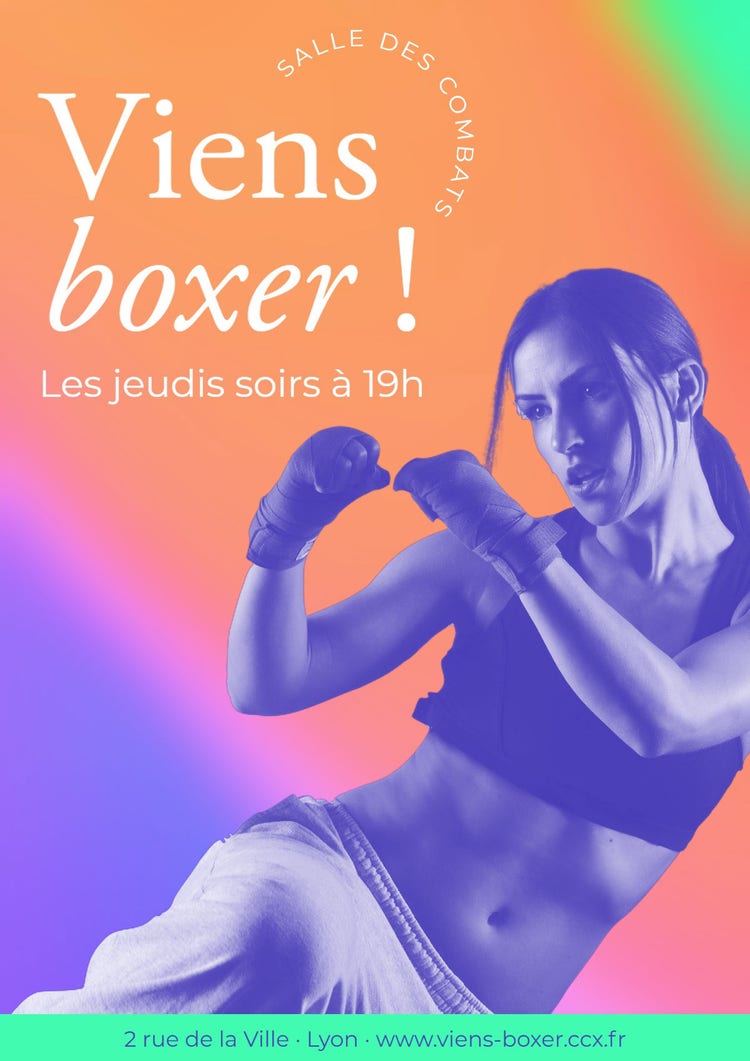 Colorful Gradient Woman Boxing Lessons Flyer