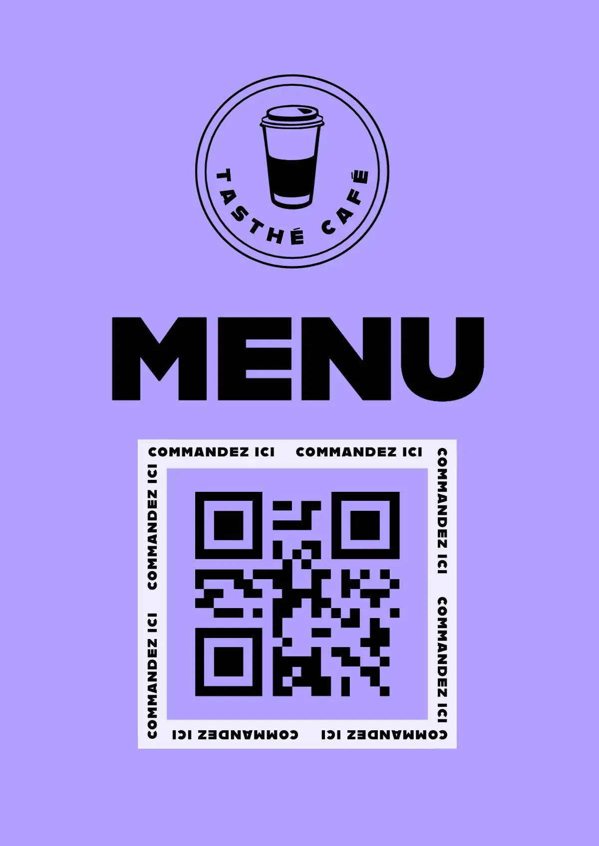 Flashy purple QR code menu Flyer